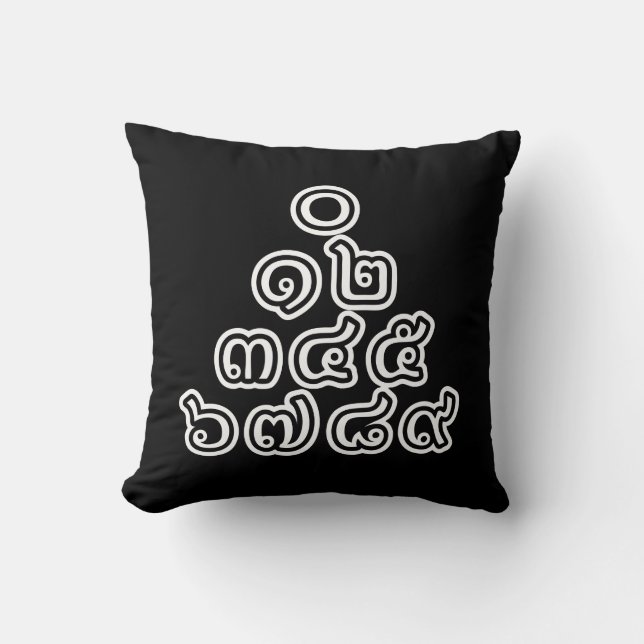 Thai Numbers Pyramid ♦ Thai Language Script ♦ Throw Pillow (Front)