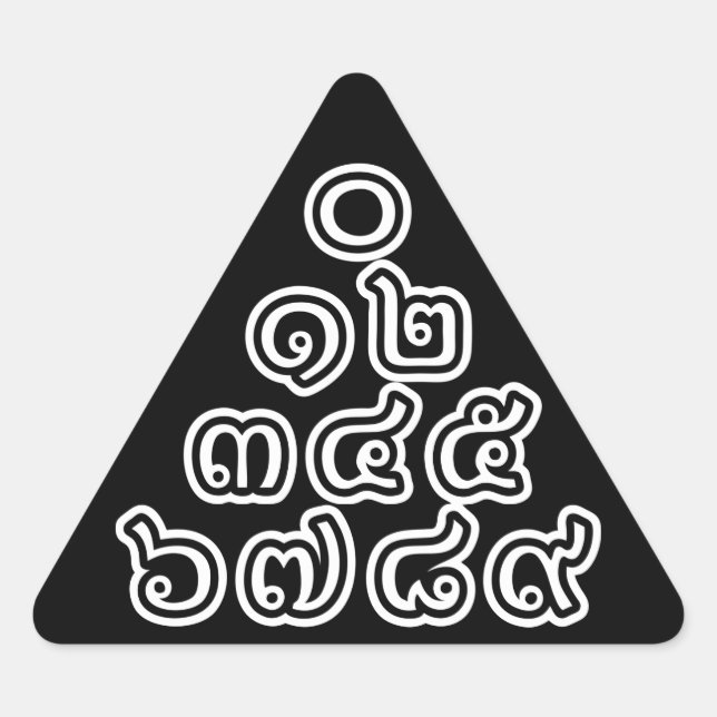 Thai Numbers Pyramid ♦ Thai Language Script ♦ Triangle Sticker (Front)