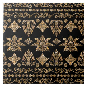 Thai Ornament - Gold and Black Tile
