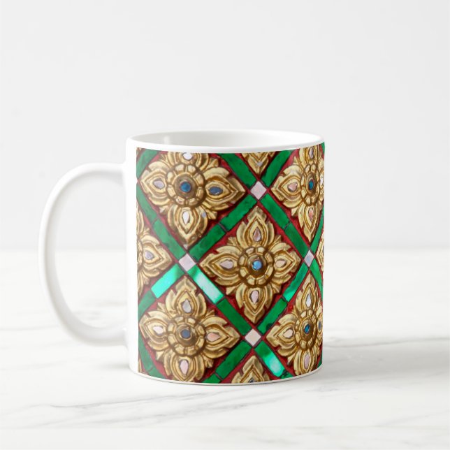 Thai pattern inside wall of Thai templethailand, a Coffee Mug (Left)