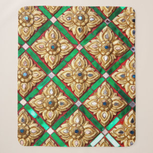 Thai pattern inside wall of Thai templethailand, a Sherpa Blanket