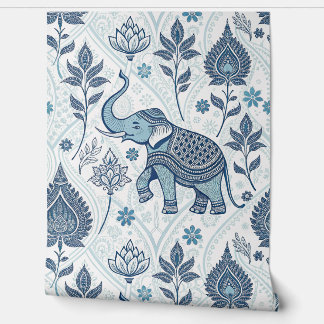 Thai pattern pastel colour elephant wallpaper