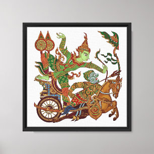 Thai Ramakien Traditional Art - Ancient Mural Canvas Print