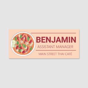 Thai Red Curry Cuisine Waiter Restaurant Food Name Tag