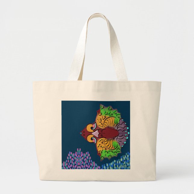 Thai Script Abstract Fish Art | Jumbo Tote Bag (Front)
