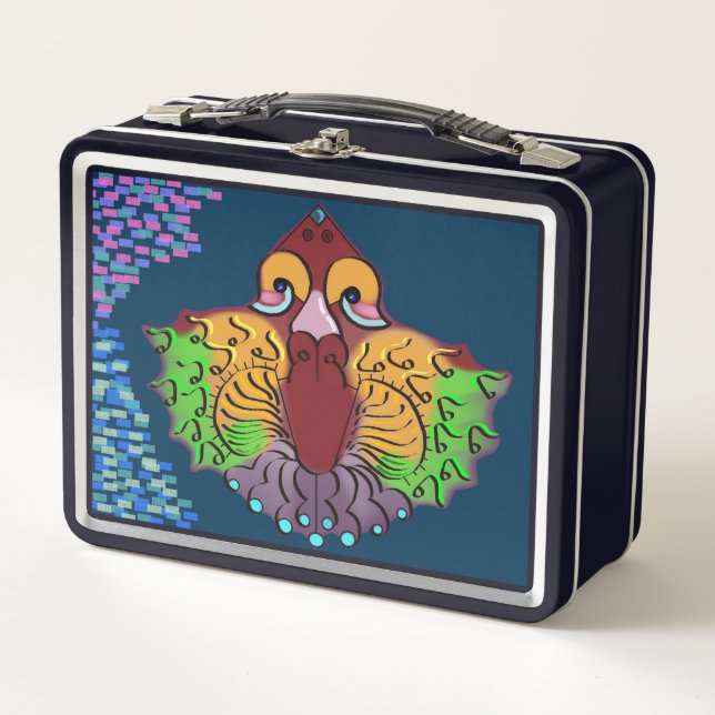 Thai Script Abstract Fish Art | Metal Lunch Box (Front)