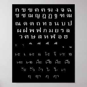 Thai Script Wall Alphabet Vowels Halloween Costume Poster