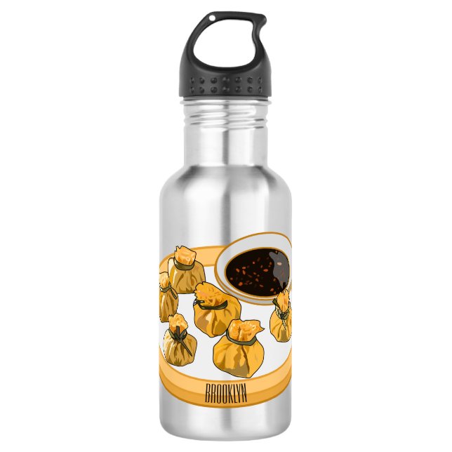 Thai shrimp purse cartoon illustration  532 ml water bottle (Front)