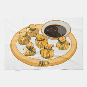 Thai shrimp purse cartoon illustration kitchen towel