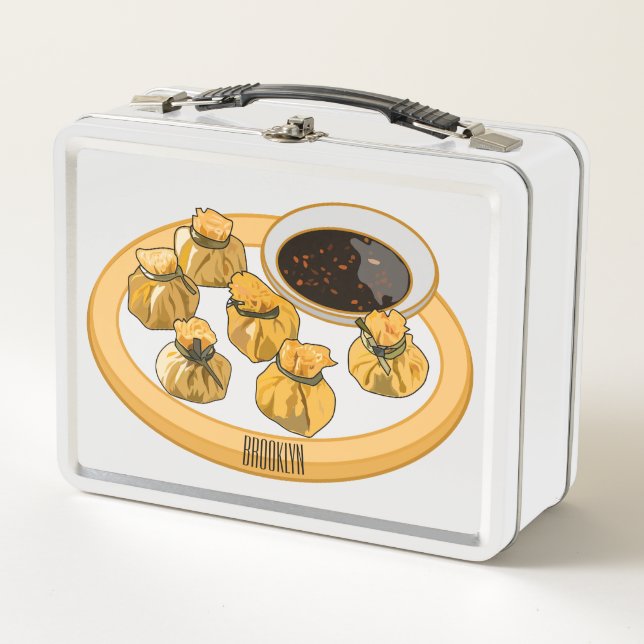 Thai shrimp purse cartoon illustration  metal lunch box (Front)