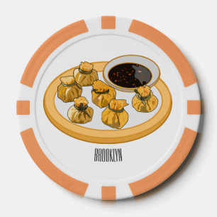 Thai shrimp purse cartoon illustration poker chips