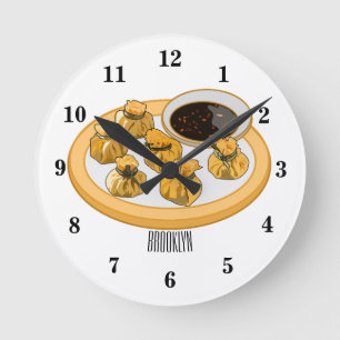 Thai shrimp purse cartoon illustration round clock