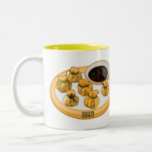 Thai shrimp purse cartoon illustration Two-Tone coffee mug
