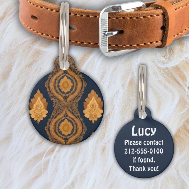 Thai Silk inspired Pattern in Gold Pet Tag (Creator Uploaded)