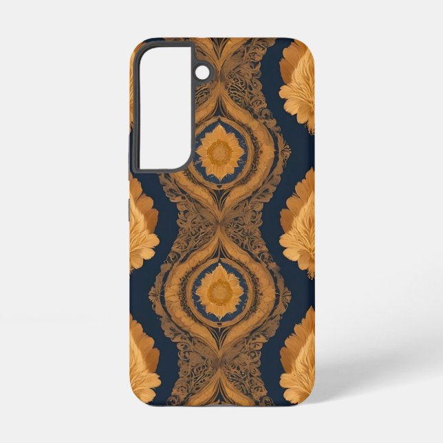Thai Silk inspired Pattern in Gold Samsung Galaxy S22 Case (Back)