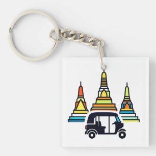 Thai Temples And Tuk Tuks Keychain