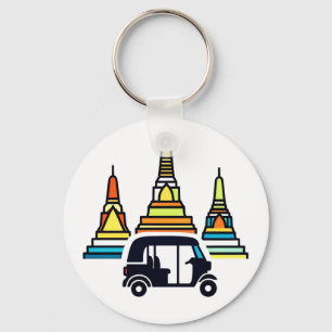 Thai Temples And Tuk Tuks Keychain