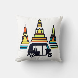 Thai Temples And Tuk Tuks Throw Pillow