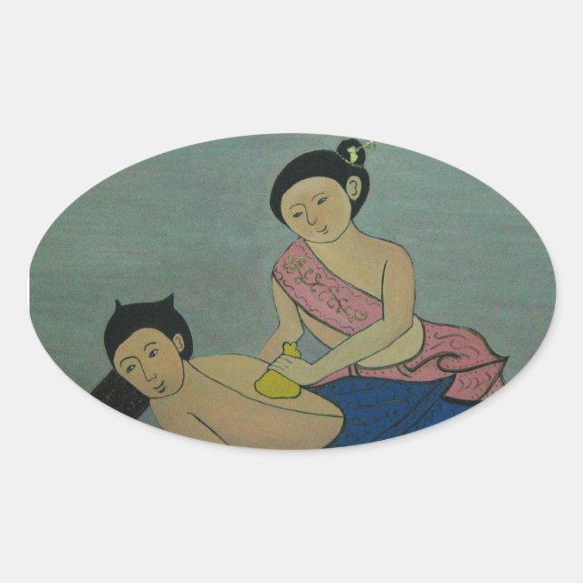 Thai Traditional Massage Oval Sticker (Front)