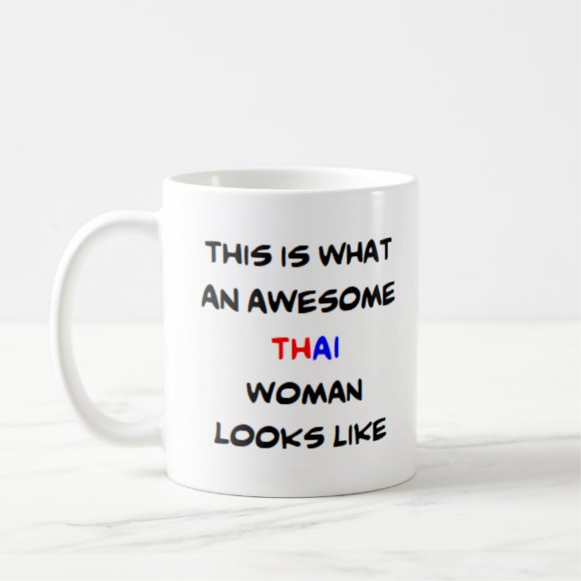 thai woman, awesome coffee mug (Left)