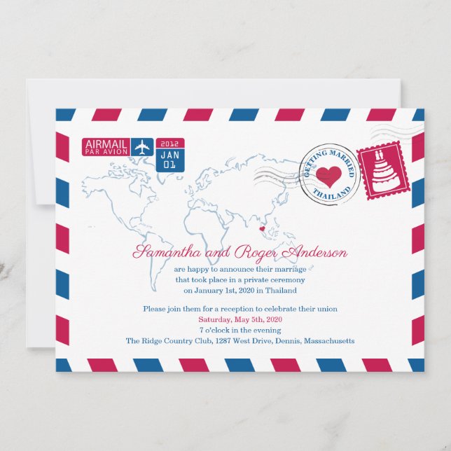 Thailand Air Mail Save the Date (Front)
