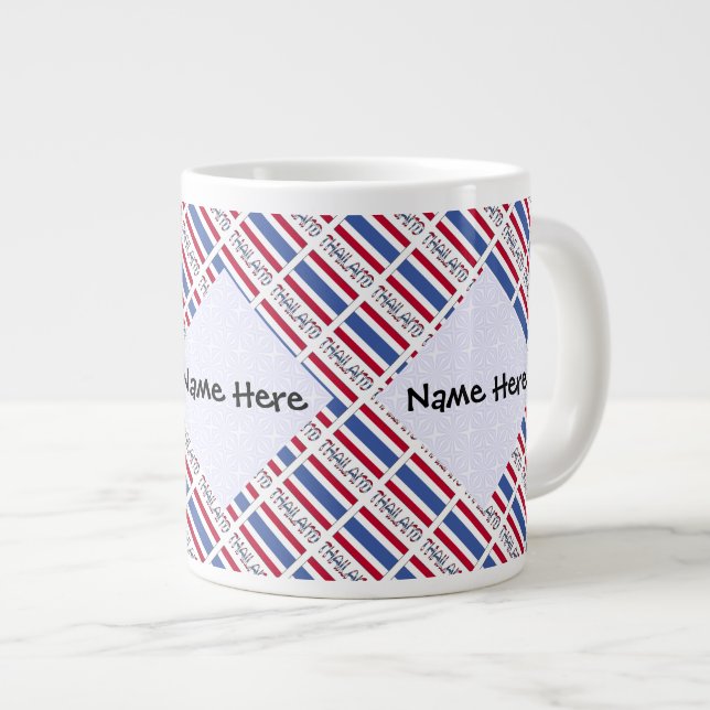 Thailand and Thai Flag Tiled Personalized  Large Coffee Mug (Front Right)