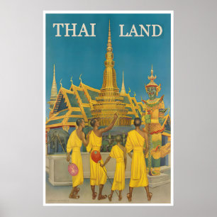 Thailand Art Thai Vintage Travel Poster Buddhist