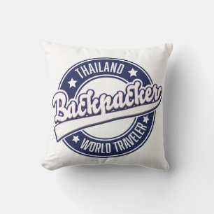 Thailand Backpacker World Traveller logo Throw Pillow