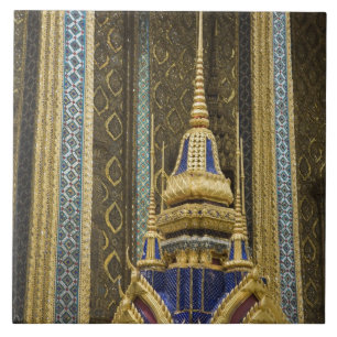 Thailand, Bangkok. Details of ornately decorated Tile