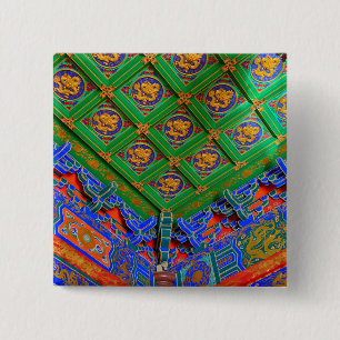 Thailand, Bangkok Dragon Temple 2 Inch Square Button