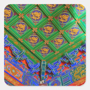 Thailand, Bangkok   Dragon Temple Square Sticker