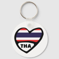 Thailand Country Code Flag Heart Keyring, THA