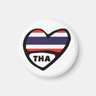 Thailand Country Code Flag Heart, THA Magnet