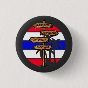 Thailand Destinations - Bangkok Chiang Mai Phuket 1 Inch Round Button