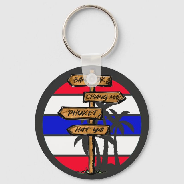 Thailand Destinations - Bangkok Chiang Mai Phuket Keychain (Front)
