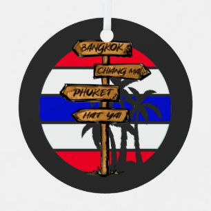 Thailand Destinations - Bangkok Chiang Mai Phuket  Metal Ornament