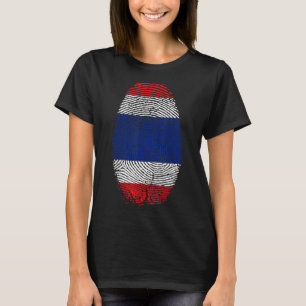 Thailand Flag Fingerprint It Is In My Dna Thai Pe T-Shirt