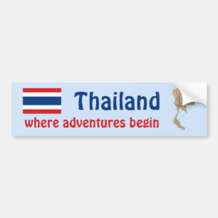 Thailand Flag + Map Bumper Sticker