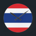Thailand Flag Round Clock<br><div class="desc">I like the way this looks and I hope you do too!  Thanks for stopping by!  Feel free to customize this to meet your needs.  Have a wonderful day!</div>