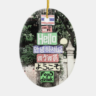 Thailand Hello Signs Travel Ceramic Ornament