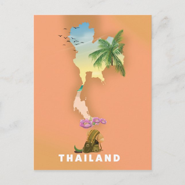 Thailand illustrated map postcard (Front)