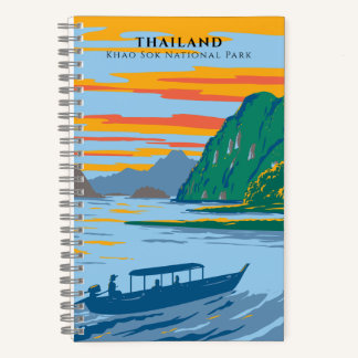 Thailand Khao Sok National Park Travel Art Deco Notebook