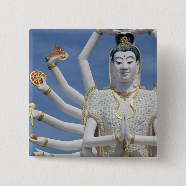 Thailand, Ko Samui aka Koh Samui). Wat Plai 2 Inch Square Button (Front)