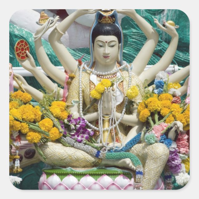 Thailand, Ko Samui aka Koh Samui). Wat Plai 2 Square Sticker (Front)