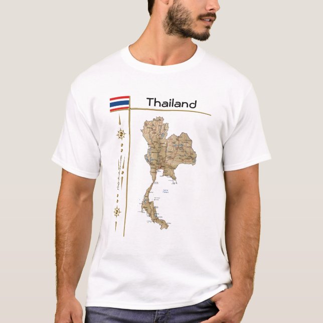 Thailand Map + Flag + Title T-Shirt (Front)