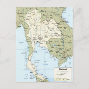 Thailand map postcard