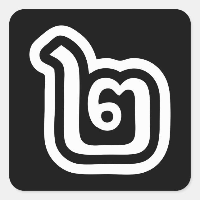 Thailand Number 2 / Two / ๒ (Song) Thai Script Square Sticker (Front)
