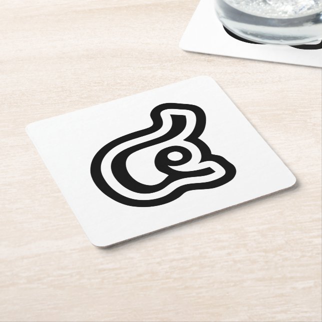 Thailand Number 4 / Four / ๔ (See/Si) Thai Script Square Paper Coaster (Angled)