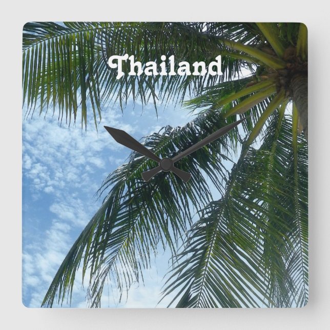 Thailand Palm Tree Square Wall Clock (Front)