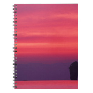 Thailand, Phang Nga Bay. Pink sky reflected in Notebook